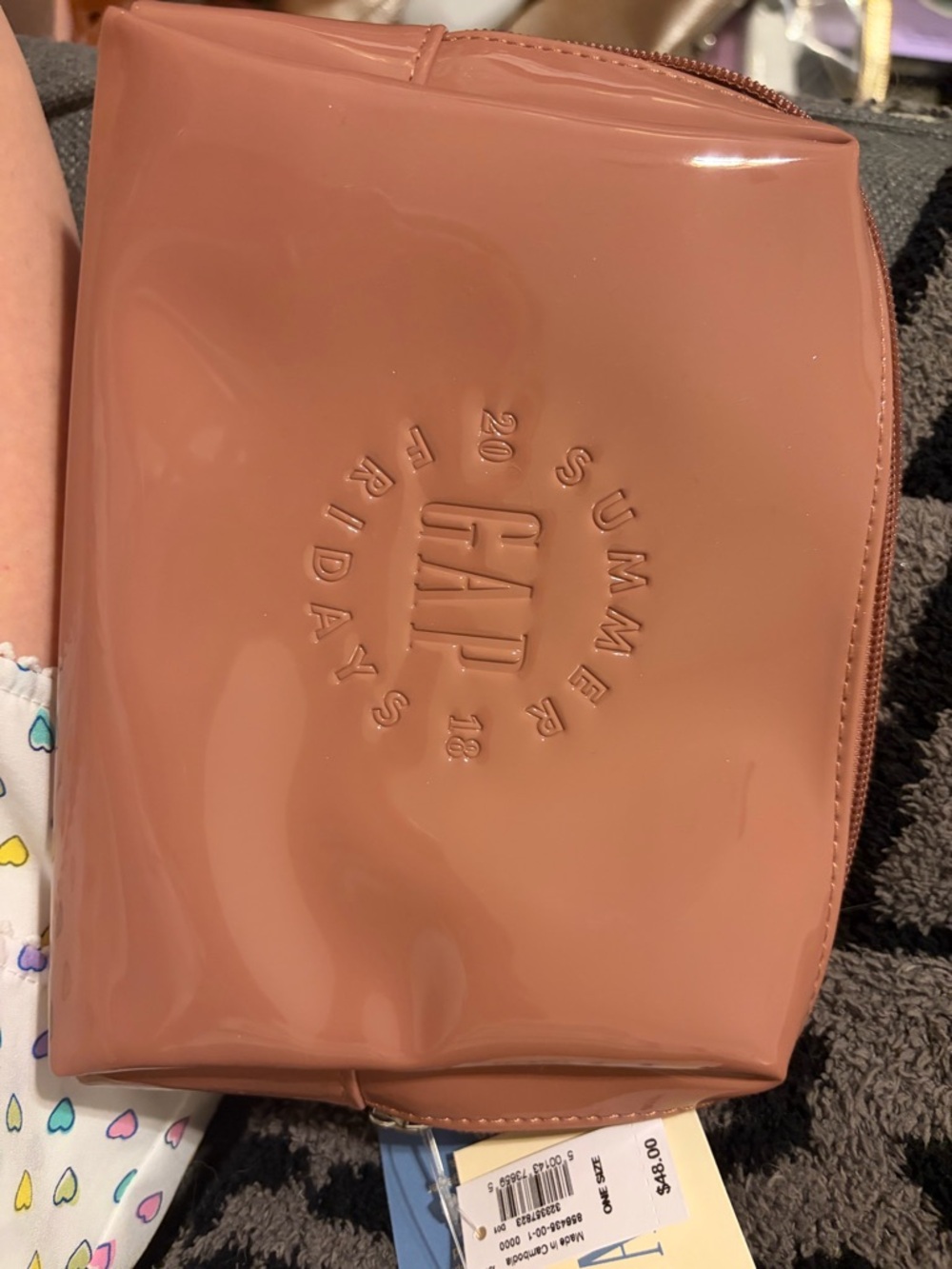 Summer Fridays Glossy Dusty Rose Patent Cosmetic Pouch